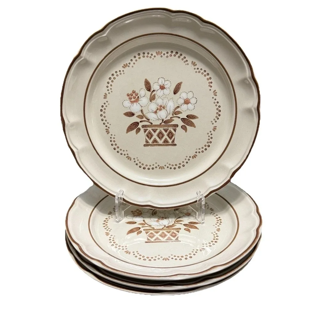 Vtg Cumberland Mayblossom Salad Plates Stoneware Lot of 4 Japan 7.5